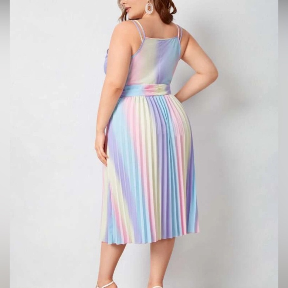 SHEIN Women Ombre Pleated Cami Dress, Size 3XL (18), Pink, Blue, Purple, Yellow - Picture 4 of 7
